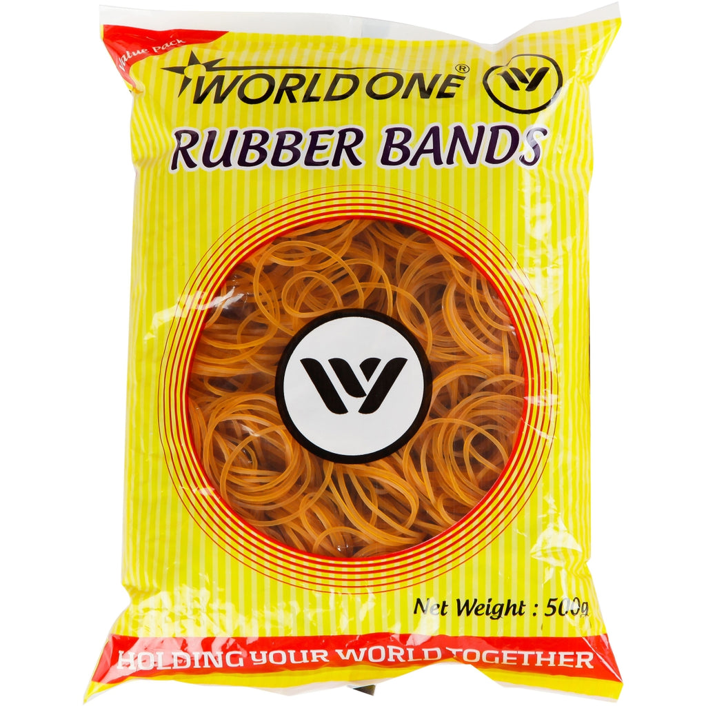 Worldone Natural Rubber Band Thick, High Tensile Strength, Strong Elastic Bands Cord for Home, School, Bank Document Organizing, Stationery Holder, Office Supplies, General Use, Golden Yellow, 500 Grams