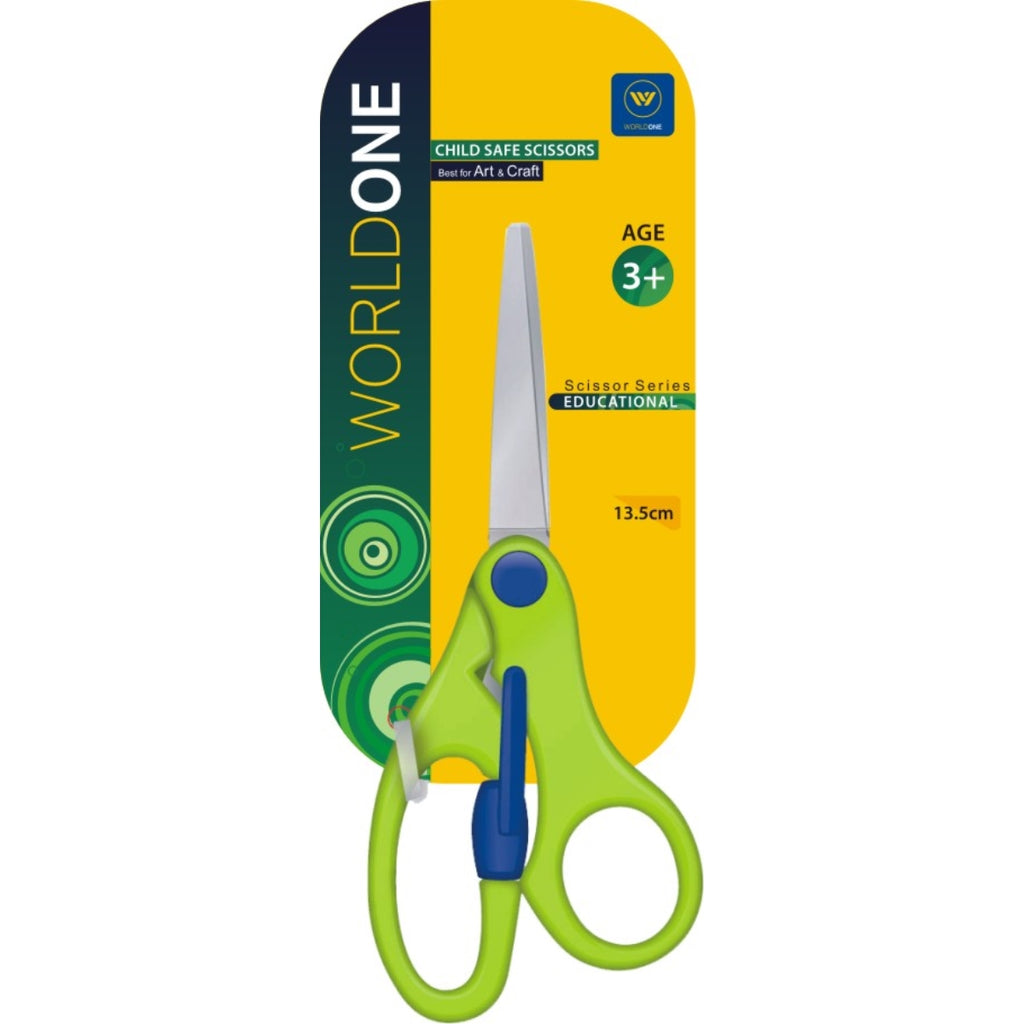 Worldone Smart Scissors for Art and Craft, 13.5 cm Comfort Grip Handle, Best for Art & Crafts, General Use, Child Safe (for age 3 years +) , Set of 1