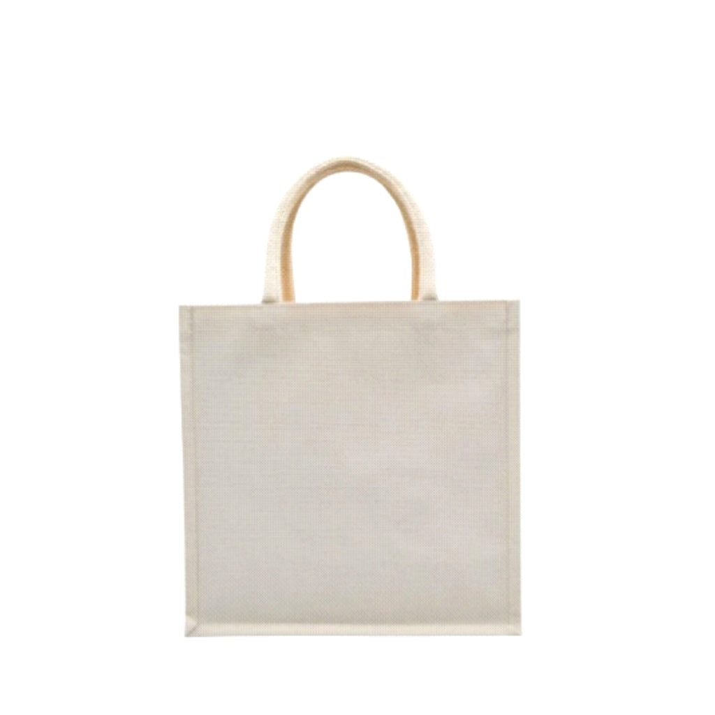 WORLDONE Laminated, Square Shaped, 310 GSM Canvas Shopping Bag with Zip Closure | Heavy Duty Reusable Tote Bag | Eco-Friendly  Office/ Gift / Grocery Carry Bag | 30 x 30 x 15 cm | Natural White , Pack of 3