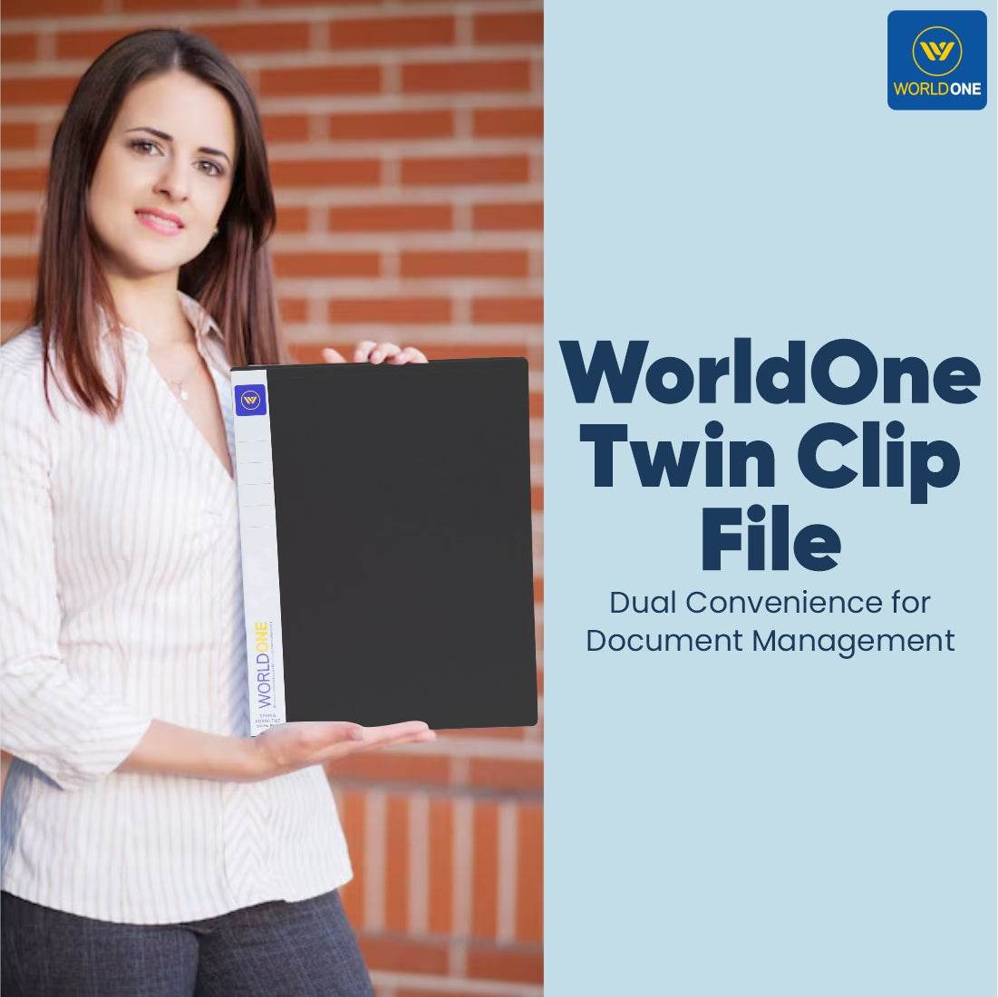 Worldone Twin Clip File with Half Pocket for Losse Papers, 0.8mm PP Sh ...