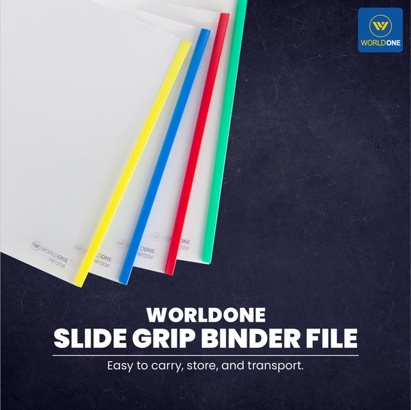 Worldone Slide Grip Binder File for Document 0.6mm PP Sheet Hold Up to 40 Papers, Transparent Report Cover Resume Presentation File Folder Organizer, Assorted Color, Size A4, 2 Pack of 10 Pieces