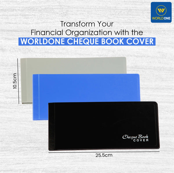 Worldone Cheque Book Cover with Electroplated clip Mechanism, Pocket on Inside Cover Edge Binding on Pocket, High Tension Spring exam Pad Clip, Good for Home & Office Use, Assorted, Pack of 4