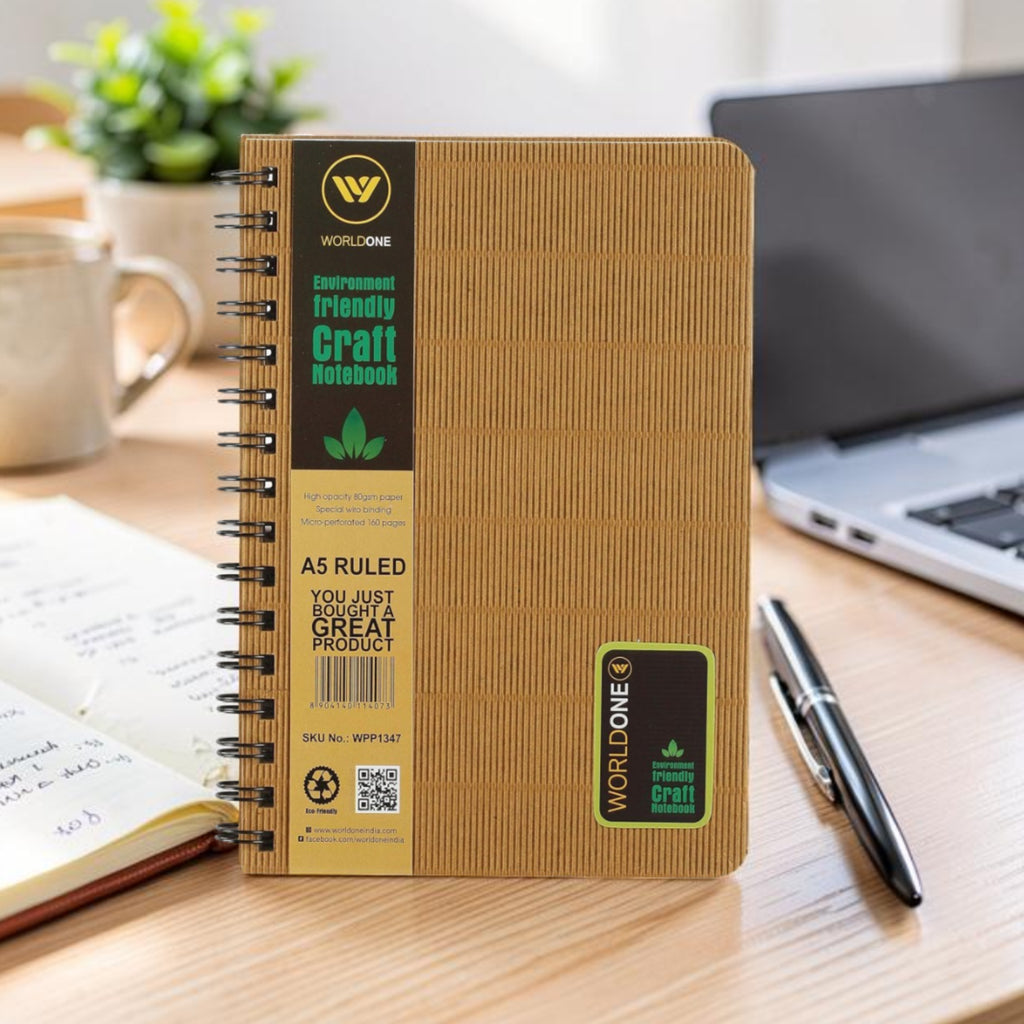 Worldone Green Stationery Nature Series Wiro Craft Hard Bound
