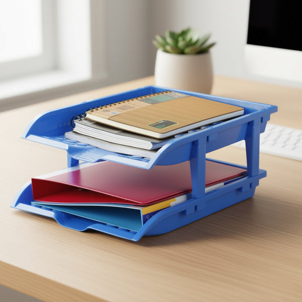 Worldone 2 Tier Paper Tray for office Desk Accessories Organizer, Durable & Sturdy, Set of 1