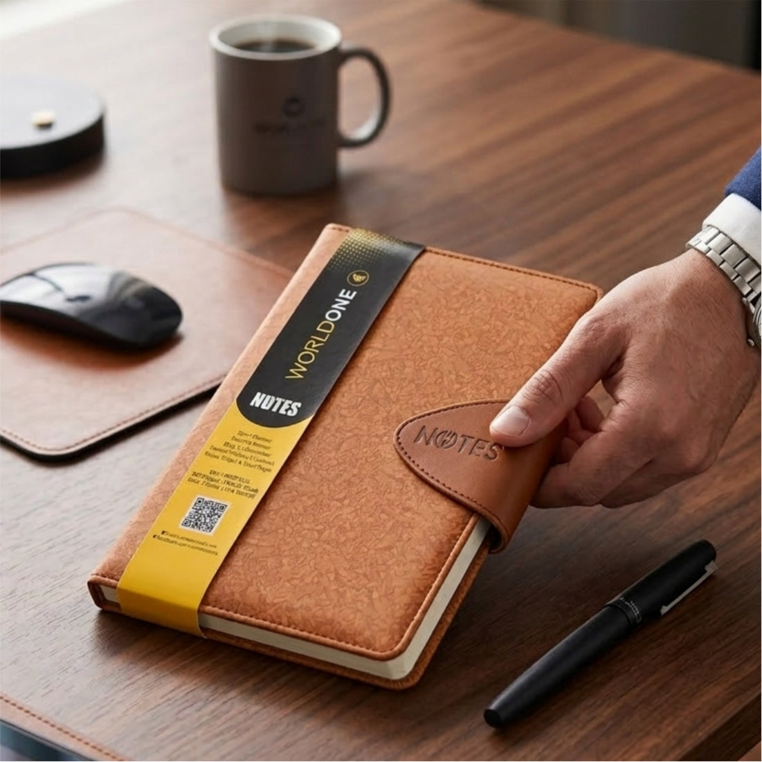 WORLDONE Executive Notebook with PU Leather Felt Cover, Magnetic Loop ...