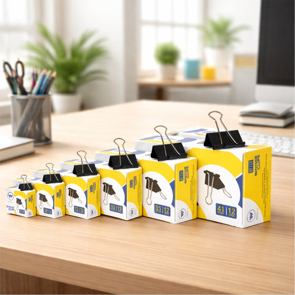 Worldone Paper Binder Clip for Holding Loose Papers, Ideal for Home, Office, School, Shops, Material Steel & Plastics, Color Black