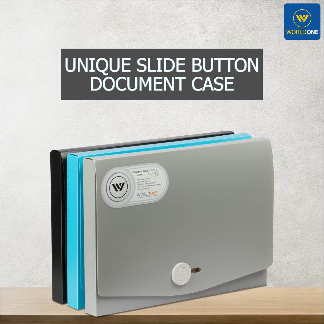 Button Behind Case Worldone A4 Unique Slide Button Document Case with 0.7mm Virgin PP She ...