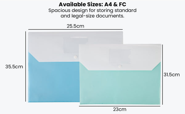 Worldone Dutone Document Bag | Dual Pocket for Extra Storage | 0.7mm Virgin PP Sheet with Snap Button Closure and Back Fold Sealing | Stylish Dual-Tone Design