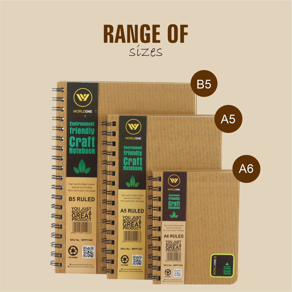 Worldone Green Stationery Nature Series Wiro Craft Hard Bound