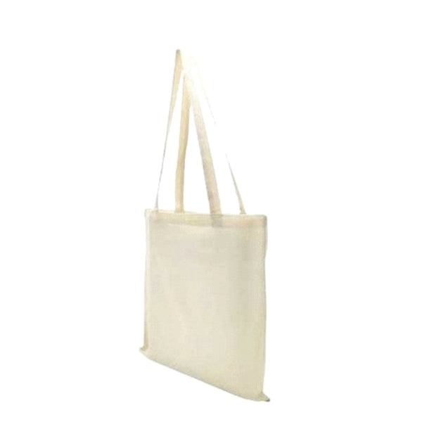 WORLDONE Natural White Cotton Tote Bag (37 x 40 cm) | 120 GSM Reusable Shopping & Grocery Bag with Long Handles | Durable Eco-Friendly Cotton Carry Bag for Office, Travel & Daily Use | Pack of 6