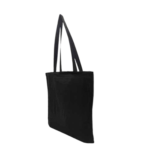 Worldone Cotton Shopping Bag (37 x 40 cm) | 120 GSM Reusable Cotton Tote Bag with Long Handles | Eco-Friendly Carry Bag for Grocery, Office, Travel & Daily Use | Black I Pack of 4
