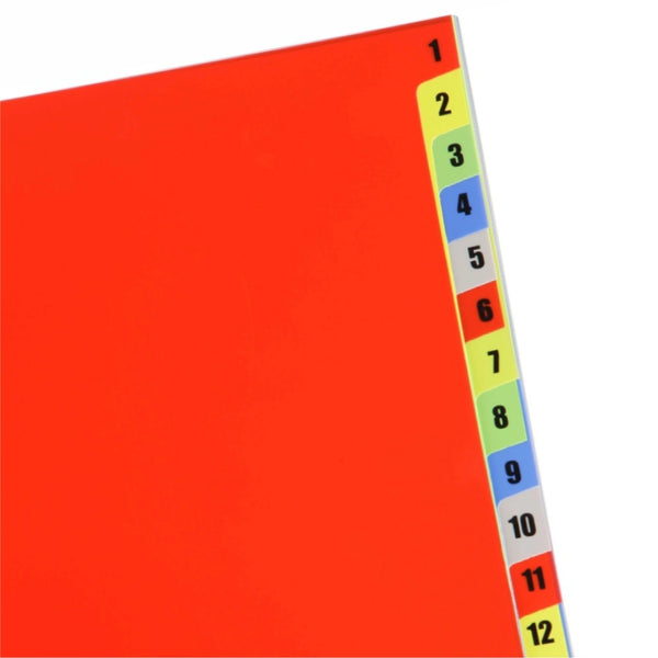 Worldone Multicoloured Divider, 1-15 Marked Tabs for Easy Customisation, Tear Resistant PP Material, Smooth Finish, 11 Universal Punch, 3 Packs of A4 size-15 Separators, Ideal for Presentations (Pack of 3)