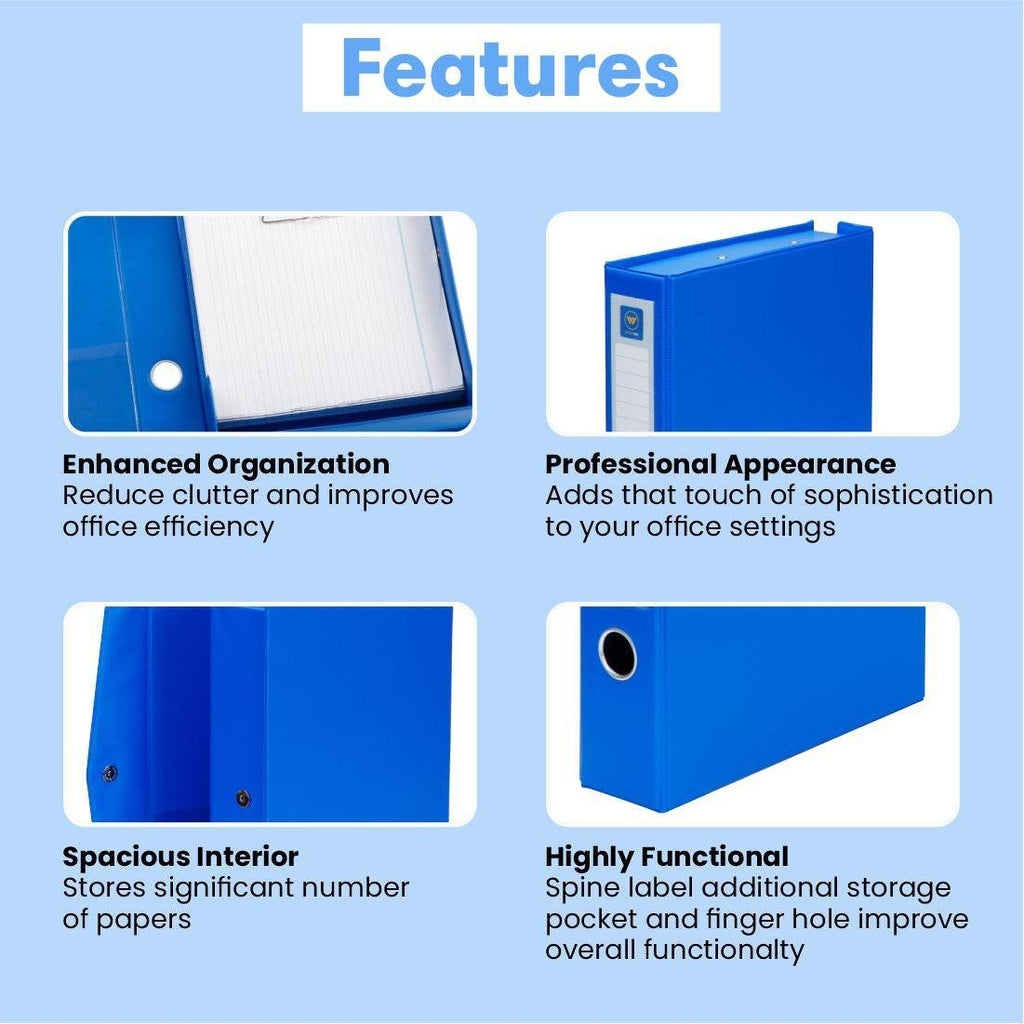 Worldone Box File with Magnetic Button Closure, Spine for Easy