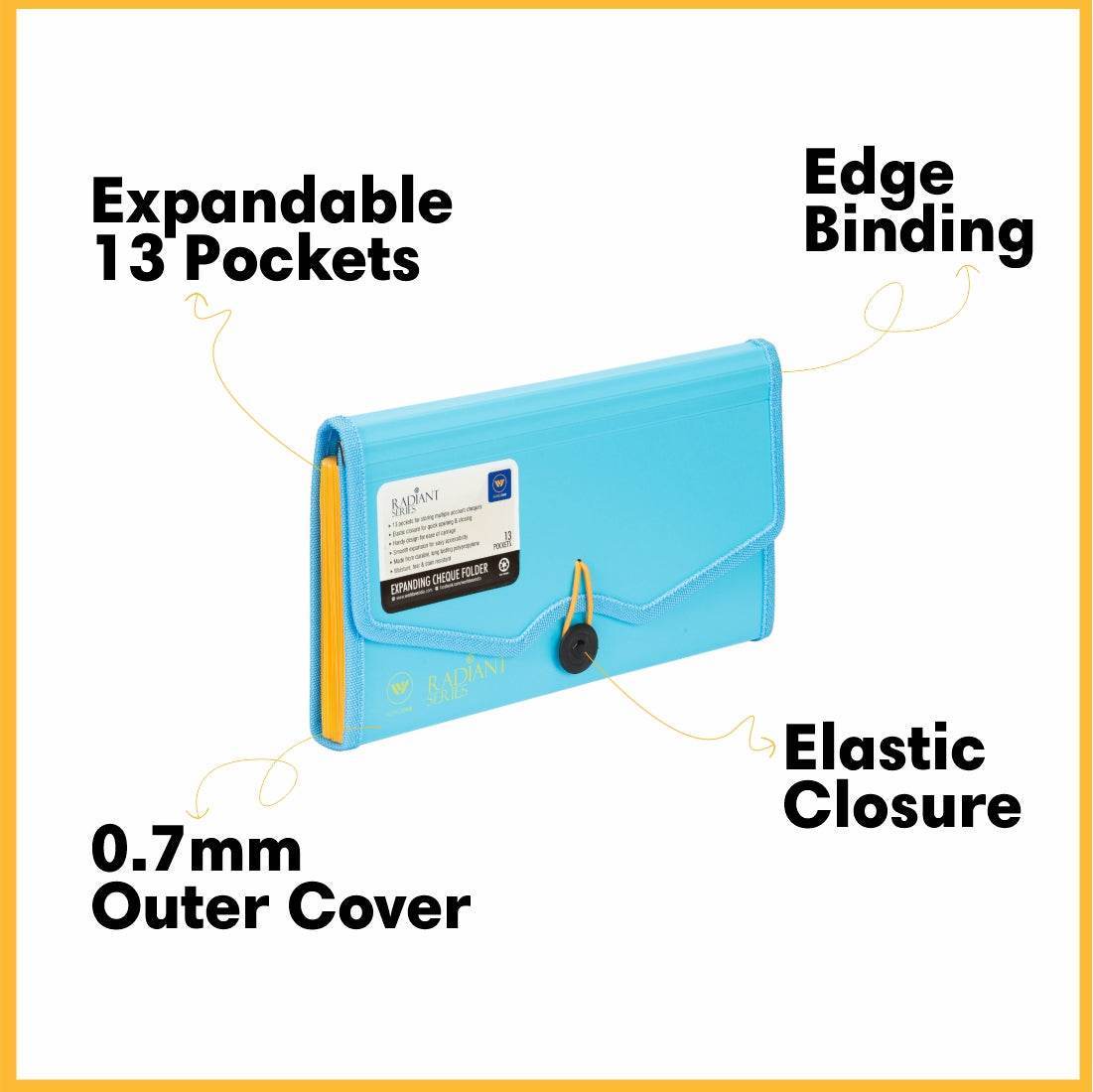 Worldone Cheque Expanding File with Elastic Closure 13 Pockets 0.7mm O ...