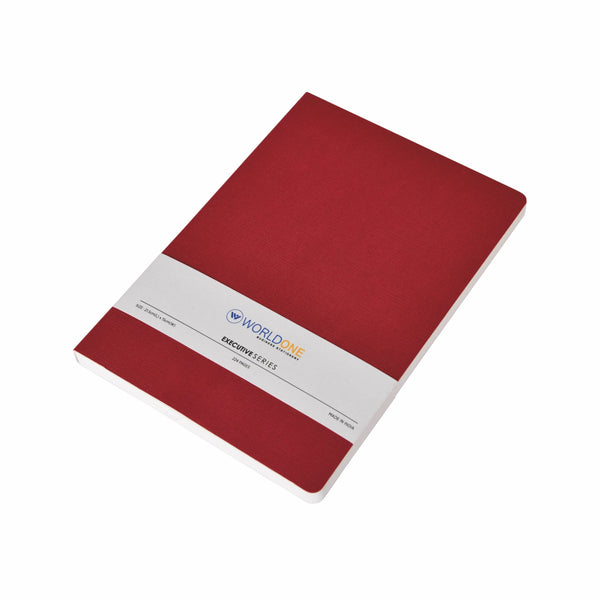 Worldone Bukram Flexi Cover Executive Notebook with Elastic Closure & Ribbon Bookmark, 80 Gsm 224 Pages, Split as 208 Ruled 8 Plain 8 Grid Pages, used as a Planner/Organiser/Journal - Worldone India Shoppe
