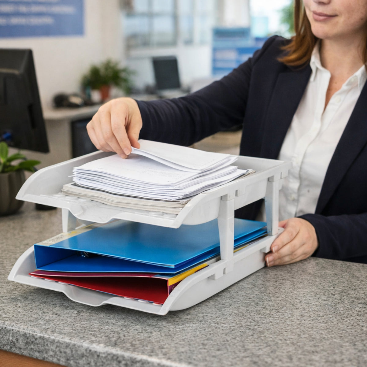 Worldone 2 Tier Paper Tray for office Desk Accessories Organizer, Dura ...