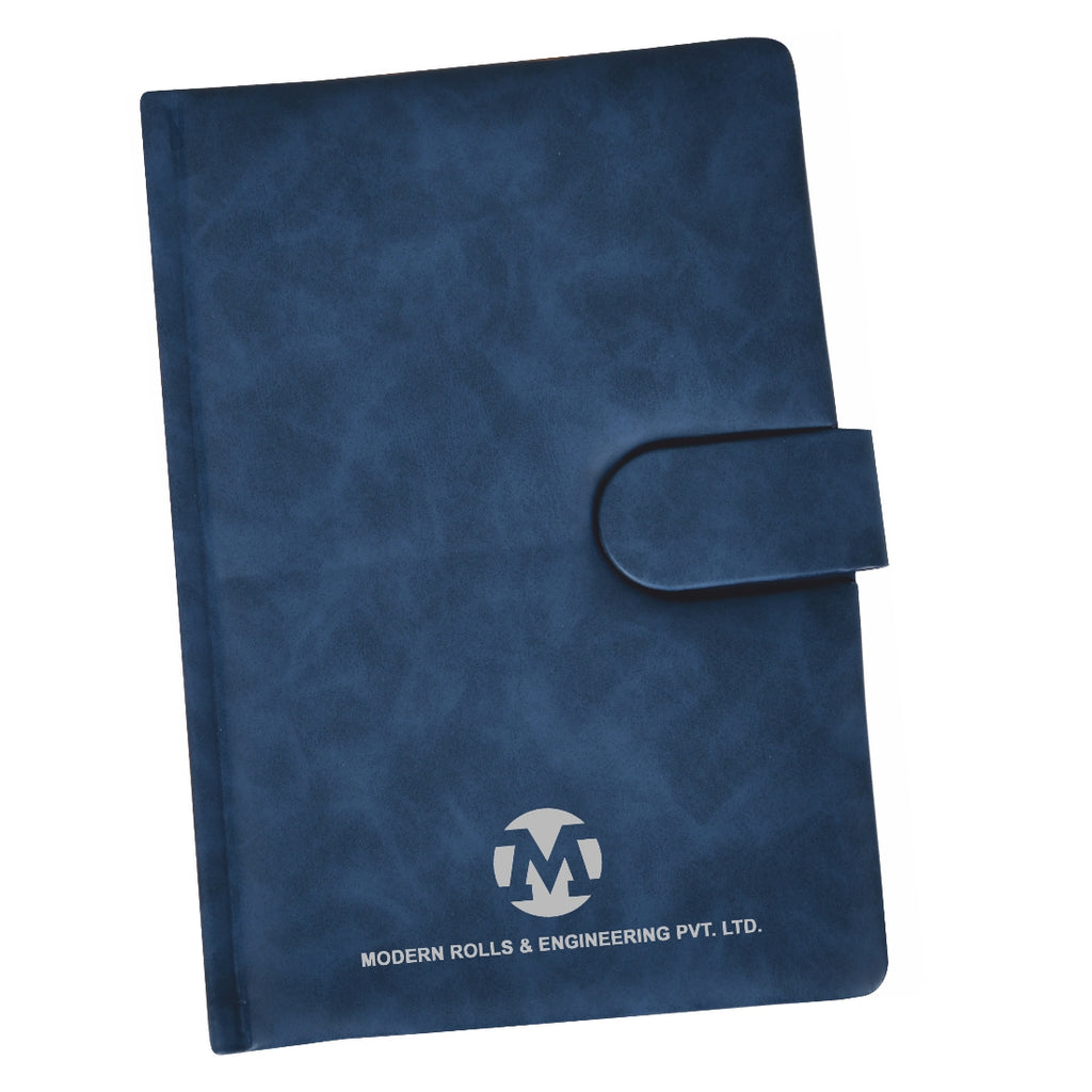 Platinum Pu Marble Finish Hard bound Cover Executive Notebook with Magnetic Loop Closure, 80 Gsm 224 Natural Shade page, Split as 208 Ruled, 8 Plain & 8 Graph Pages