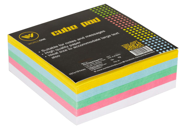 Worldone Non Sticky Cube Pad with 400 sheets of High Quality 70 GSM Paper, Suitable for reminders and messages, for Schools, Offices, Ideal Size to accommodate large text