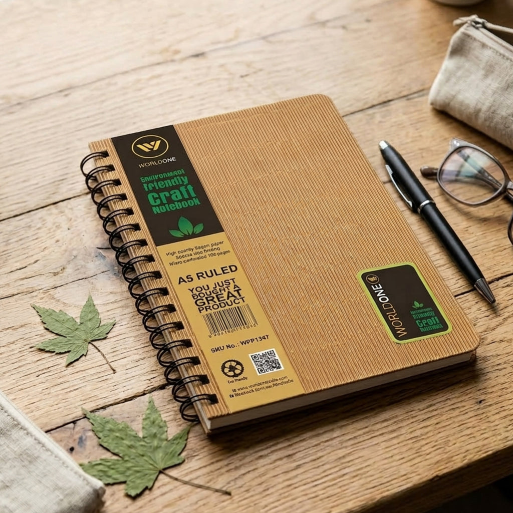 Worldone Green Stationery Nature Series Wiro Craft Hard Bound