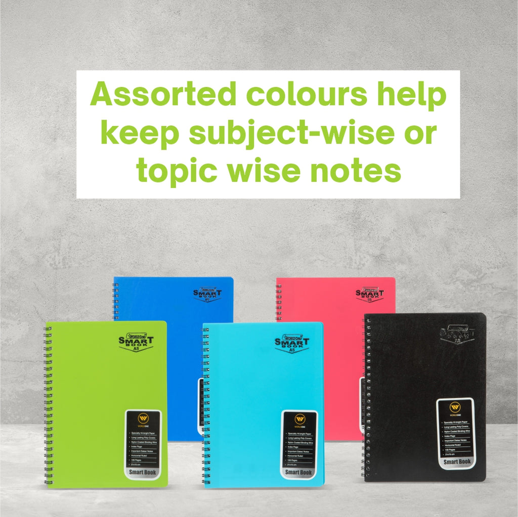 WORLDONE A5 (Small Size) | Wiro-Bound Smart Notebook | 100 Ruled Pages ...