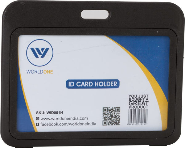 Worldone Vertical 2-Sided Display Id Card Holder, Waterproof, Made from Plastic, Resistant to Cracking, Id Badge, Use for School, office, College, Best for Employ & Student Id Purpose, Without Lanyard