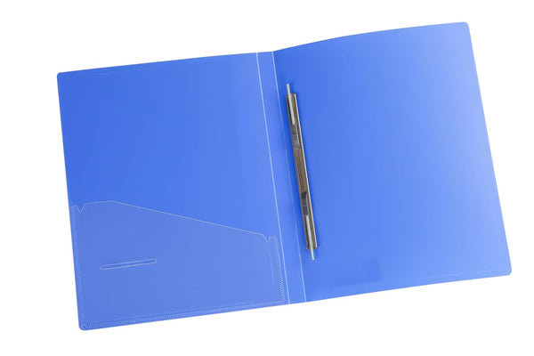 Worldone Spring Clip File with High Tension Chrome Plated Spring with Extra Strength & Flexibility, Pocket on Inside on Cover for Loose Sheets, Thick PP Sheet, Spine Label