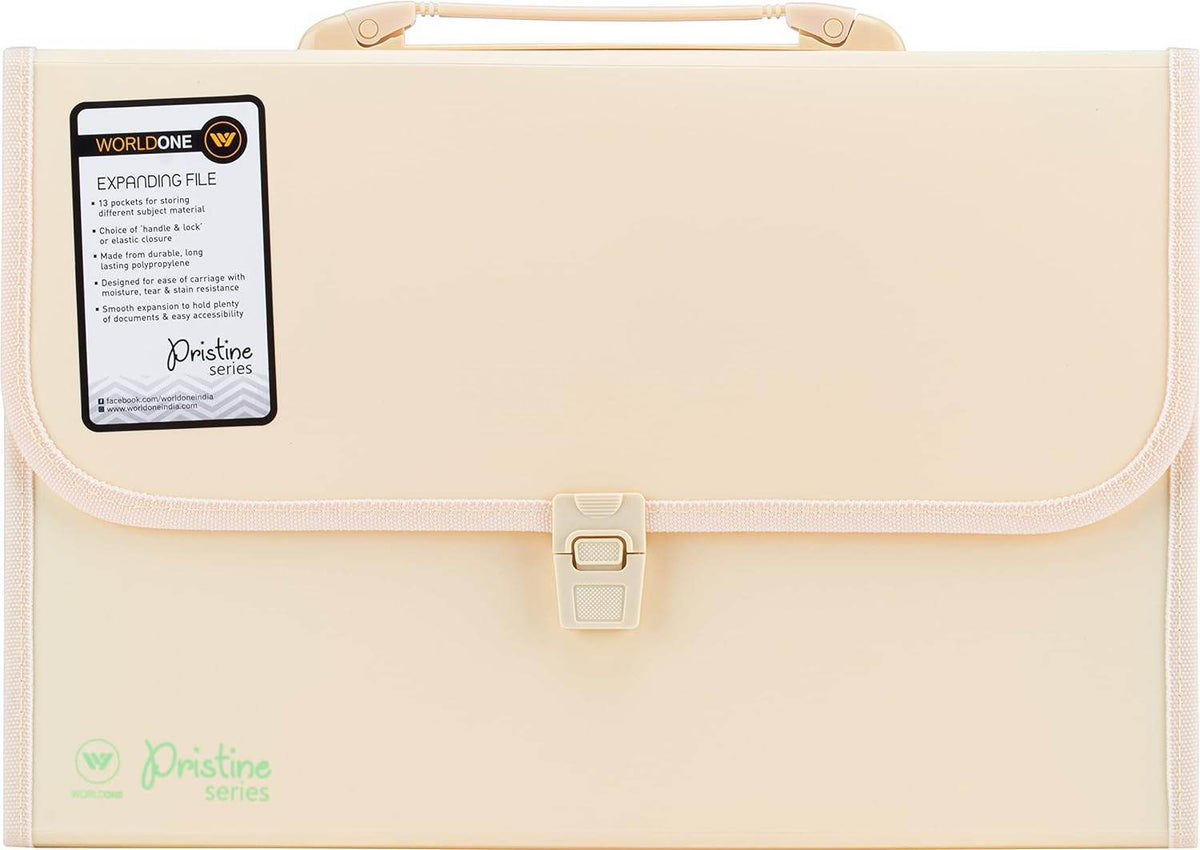 File Rib Folder World One Worldone Expanding File Folder with Handle & Lock, 13 Indexed Pocket f ...