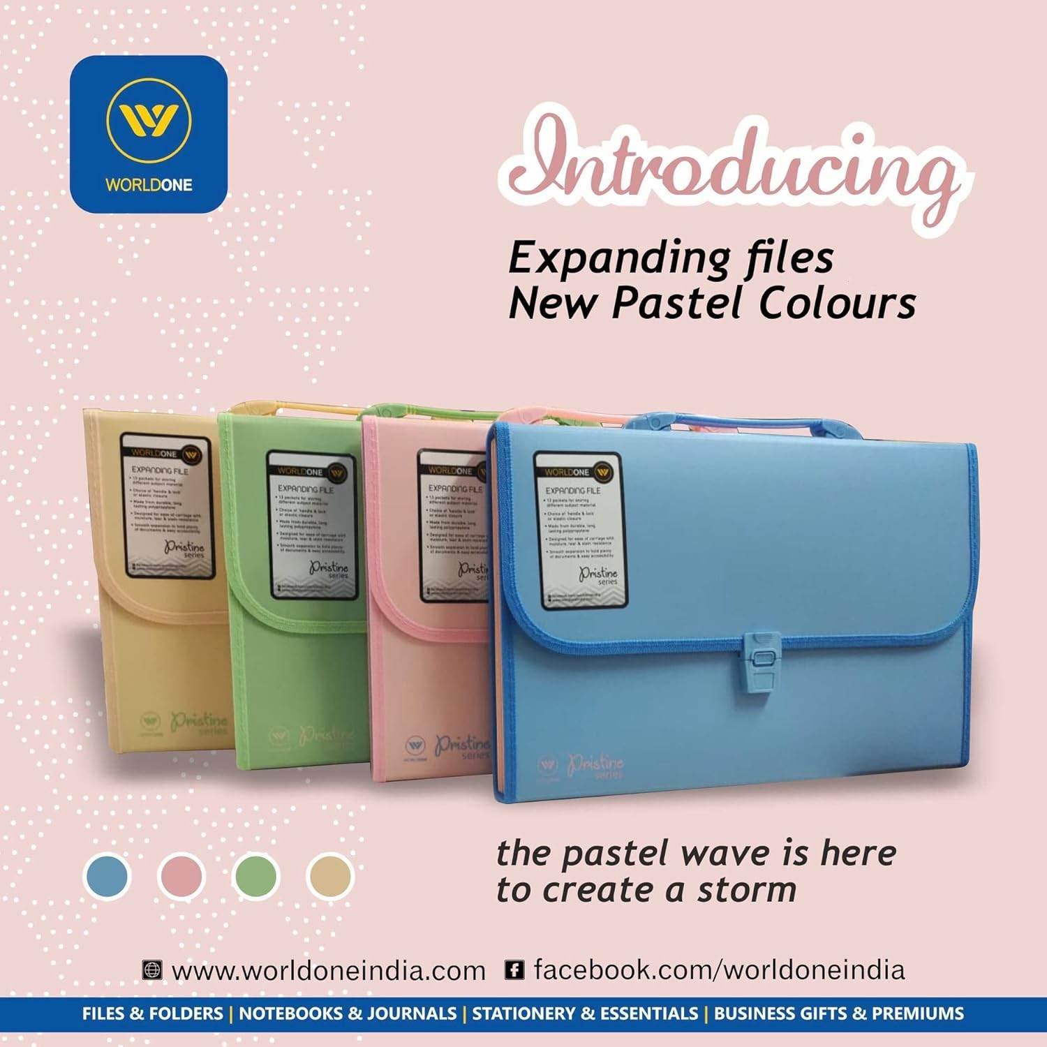 File Rib Folder World One Worldone Expanding File Folder with Handle & Lock, 13 Indexed Pocket f ...