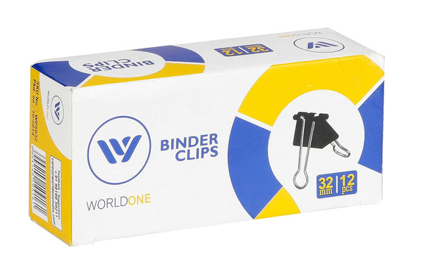 Worldone Paper Binder Clip for Holding Loose Papers, Ideal for Home, Office, School, Shops, Material Steel & Plastics, Color Black