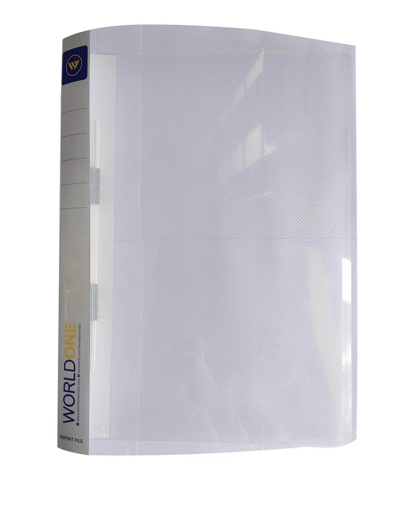 Worldone A4 Size Sandy Report File for Document with Pocket | Spine Label for Easy Classification | 0.4 mm PP Sheet | Plastic Gripper Clip | Translucent - Worldone India Shoppe