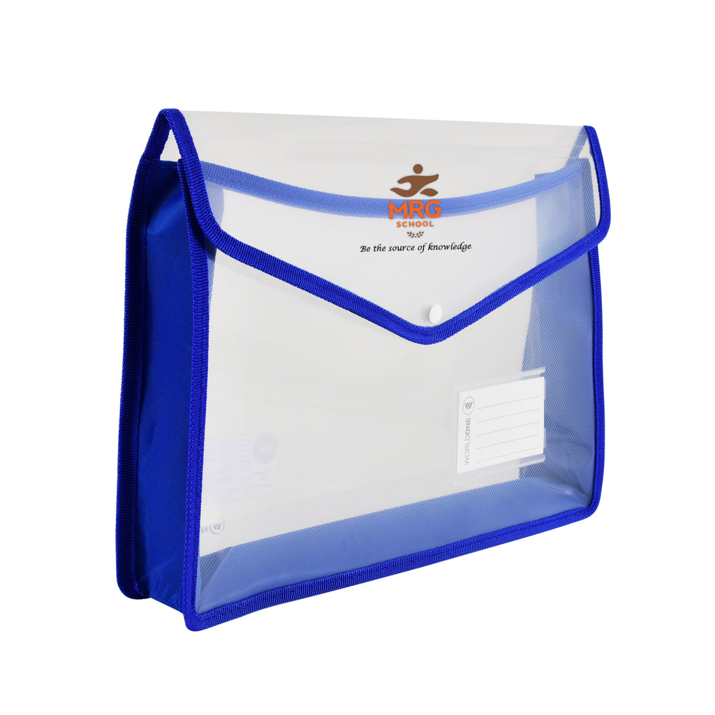 Flexi Document Bag Button Folder with Name Card Pocket, Machine Fitted Snap Button, Edge Binding, Cross line PP for Durability Expandable Design, FC Size