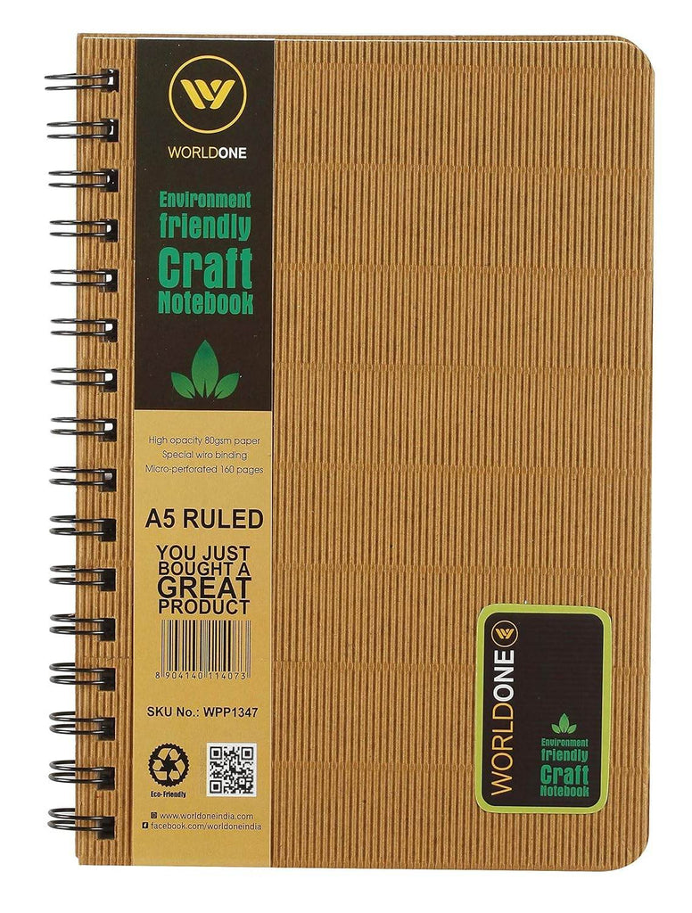 Worldone Green Stationery Nature Series Wiro Craft Hard Bound