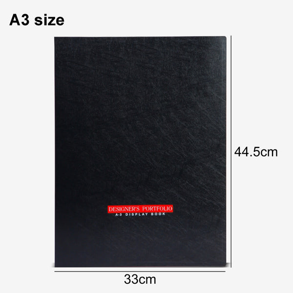 WorldOne A3 size (Approx double of A4- photocopy page size), (44.5* 33* 1.9 cm) PP Portfolio Display Book with 20 Bound Non-Detachable Top Loading Clear Binder Sleeves