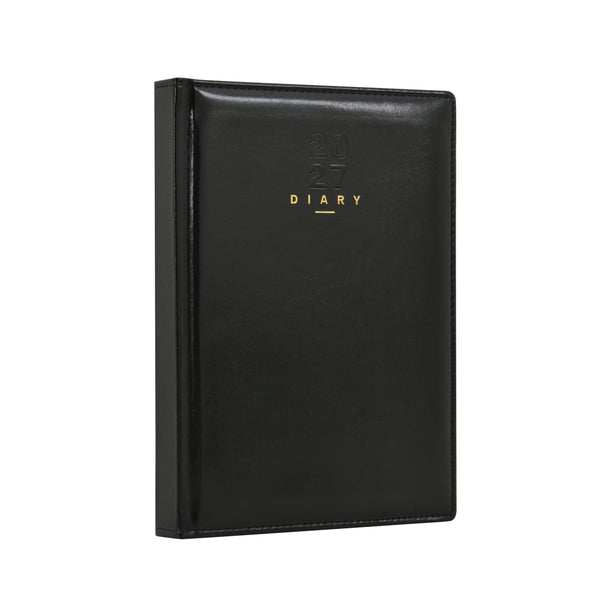 WORLDONE Premium Pu (Faux leather) Glossy finish Cardboard Bound Cover Horizontal Ruled New Year Diary 2027, 432 pages with (Gold Edge) of 64 gsm Paper, used as a Planner/Organiser/ Journal, Ideal for Corporate gifting, Size B5 Nescafe