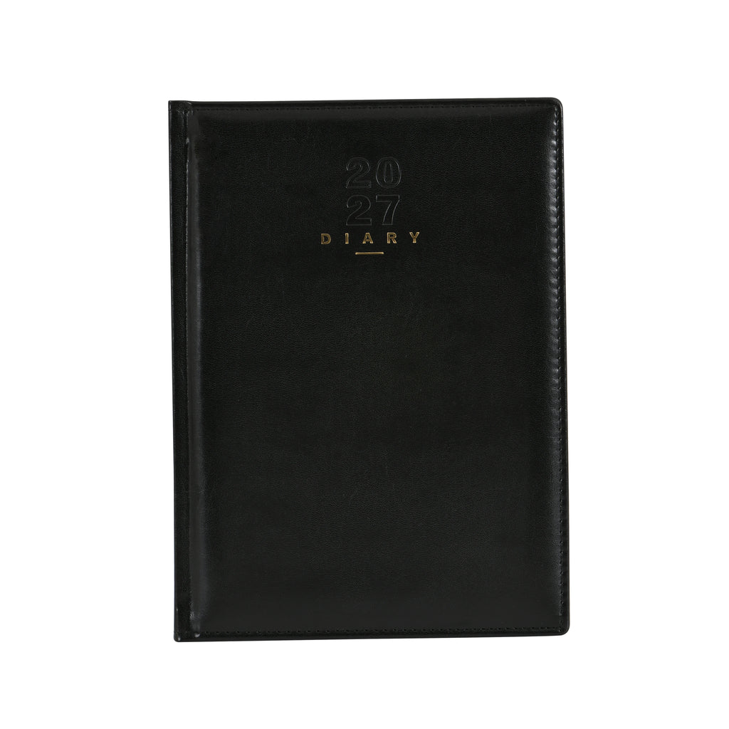 WORLDONE Premium Pu (Faux leather) Glossy finish Cardboard Bound Cover Horizontal Ruled New Year Diary 2027, 432 pages with (Gold Edge) of 64 gsm Paper, used as a Planner/Organiser/ Journal, Ideal for Corporate gifting, Size B5 Nescafe