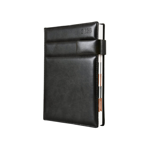 Worldone premium Pu (Faux leather) finish Cardboard Bound Cover Horizontal Ruled, New Year Diary 2026 with 432 pages of 64 gsm Paper, used as a Planner/ Organiser/ Journal, Ideal for Corporate gifting, Size B5 (Nescafe)