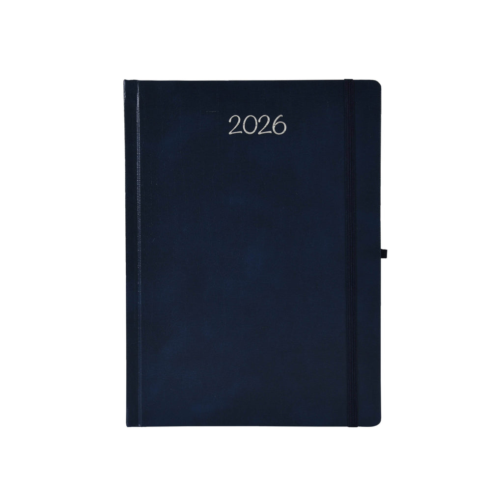 Worldone Premium Pu (Faux leather) finish Cardboard Bound Cover Horizontal Ruled New Year Dairy 2026 with Elastic closure & Ribbon bookmark, 432 pages of 64 gsm Paper used as a Planner/ Organiser/ Journal, Ideal for Corporate gifting, Size B5