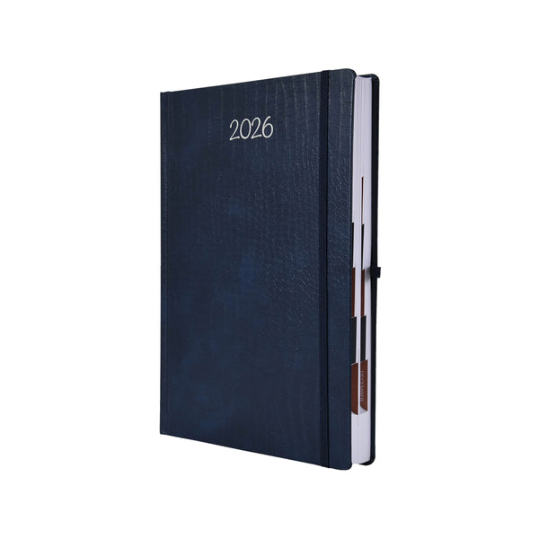 Worldone Premium Pu (Faux leather) finish Cardboard Bound Cover Horizontal Ruled New Year Dairy 2026 with Elastic closure & Ribbon bookmark, 432 pages of 64 gsm Paper used as a Planner/ Organiser/ Journal, Ideal for Corporate gifting, Size B5