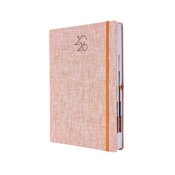 WORLDONE Premium DC Cotton finish Cardboard Bound Cover Horizontal Ruled Journal New Year Diary 2026 with 432 White pages of 64 gsm Paper, used as a Planner/Organiser/Journal, Ideal for Corporate gifting Size B5