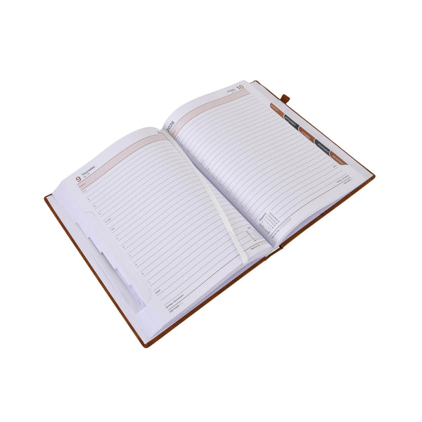 Worldone premium Pu (Faux leather) finish, Cardboard Bound Cover, Horizontal Ruled, New Year Diary 2026 with 432 pages of 64 gsm Paper, used as a Planner/ Organiser/ Journal, Size B5 (Nescafe) - Worldone India Shoppe