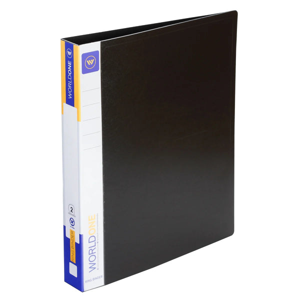 Worldone 2D Ring Binder File for Organized Office Filing, Holds 100-110 Sheets, 25mm Chrome-Plated Ring Mechanism, 1.2mm Thick PP Board with Inside Pocket & Spine Label