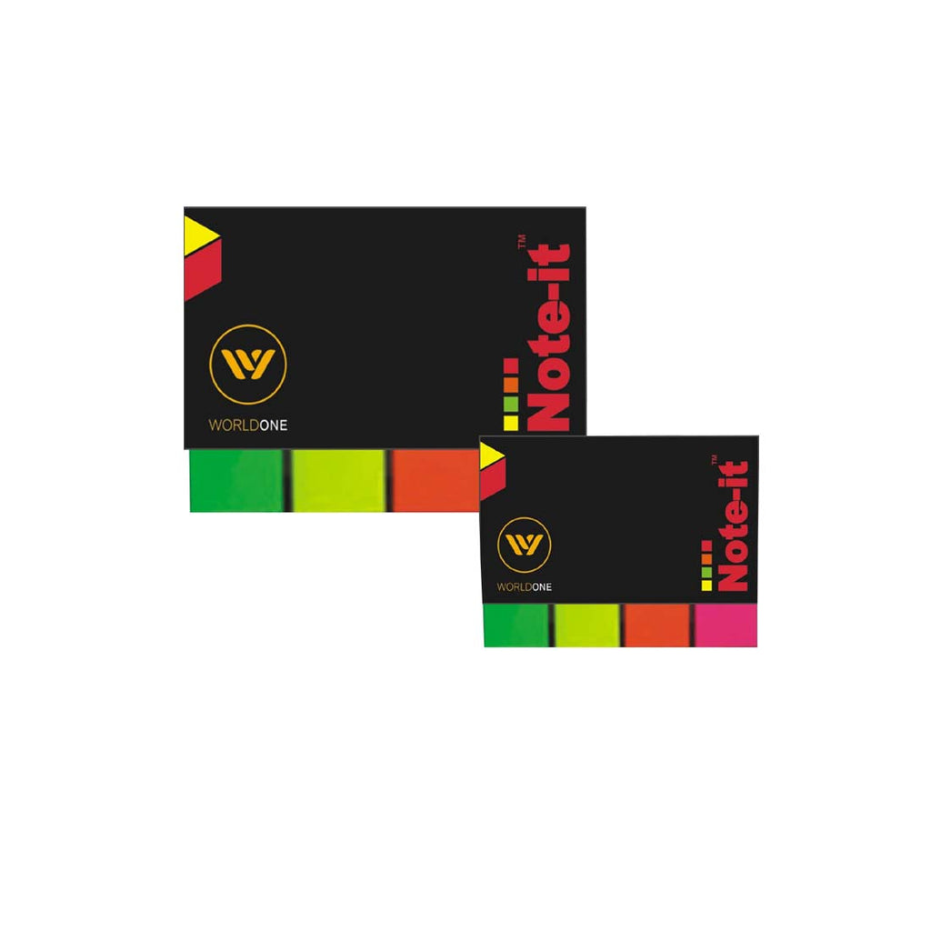 Worldone Note It, self- adhesive and repositonable sticky notes, as reminders, for indexing, in office, school, home, Pack of 12 pads, Each pad has 160 Assorted Prompts of 20mmX50mm size