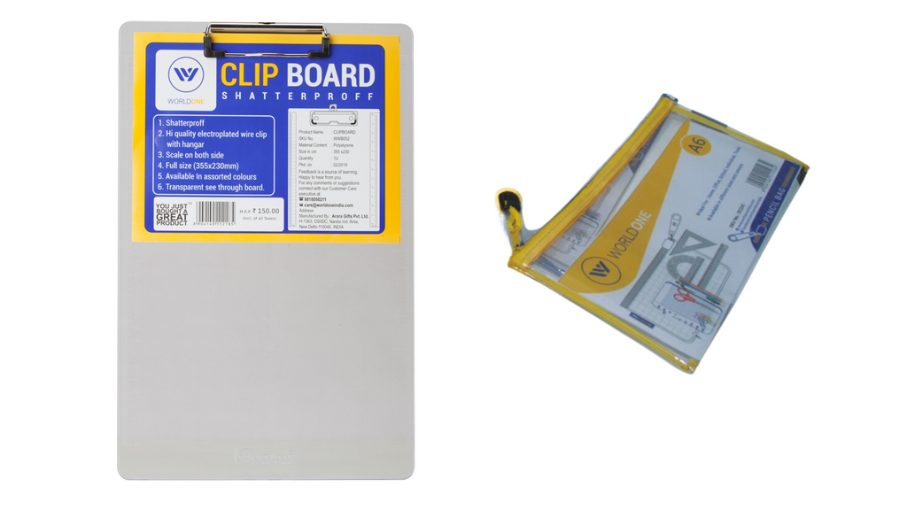 Worldone Exam Board & transparent pouch COMBO