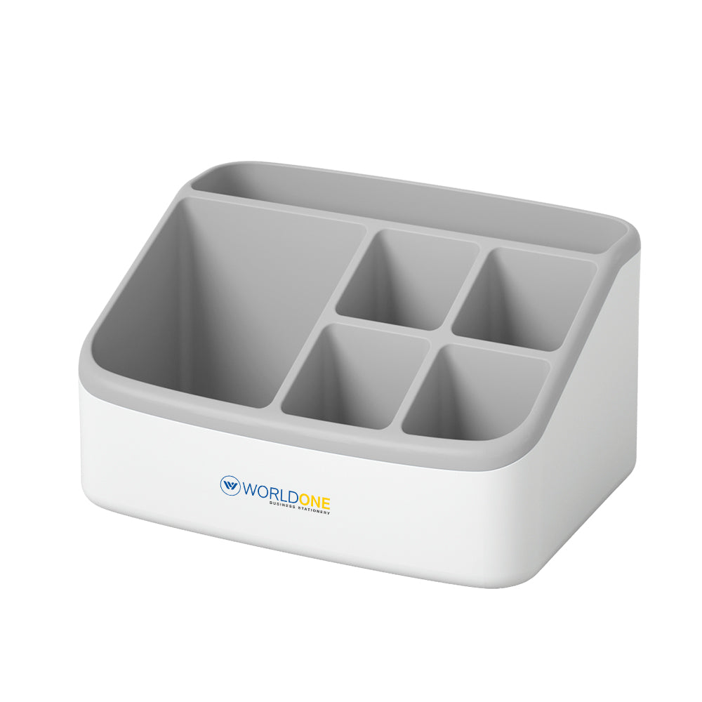 WORLDONE Plastic Desk Organizer, Multi-Compartment Stationery Holder for Office, Study & Home, Storage for Pens, Pencils, Markers, Scissors & Accessories (22.5 × 16.5 × 11.5 cm)