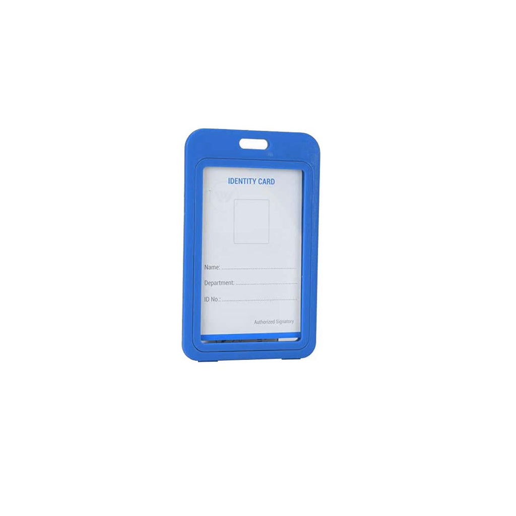 Worldone Plastic, Vertical, 2 Sided, Premium, Hard, Durable, Display ID Card Holder Without Lanyard, , Weather & Crack Resistant, for School, College, office, Size 11x6.8 cm