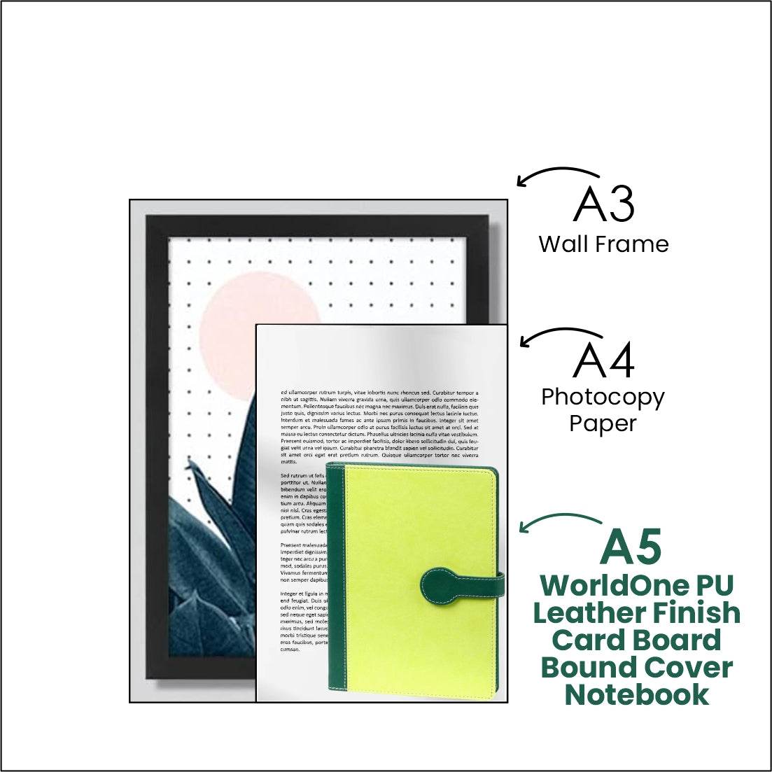 Worldone PU Leather Finish Card Board Bound Cover Notebook with Button ...