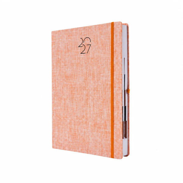 WORLDONE Premium DC Cotton finish Cardboard Bound Cover Horizontal Ruled Journal New Year Diary 2027 with 432 White pages of 64 gsm Paper, used as a Planner/Organiser/Journal, Ideal for Corporate gifting Size B5