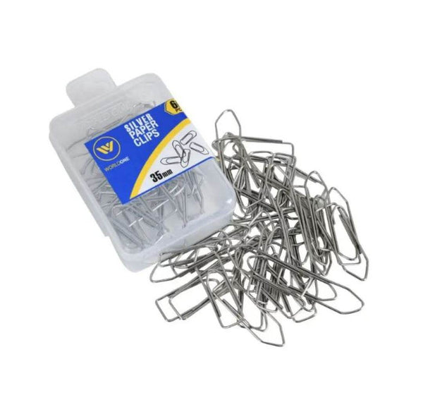 Worldone Metal Paper Clip, Gem U Clip, Steel Clip for Paper Arrangement in Office and School Projects, 30 mm, 60 Pieces - Worldone India Shoppe