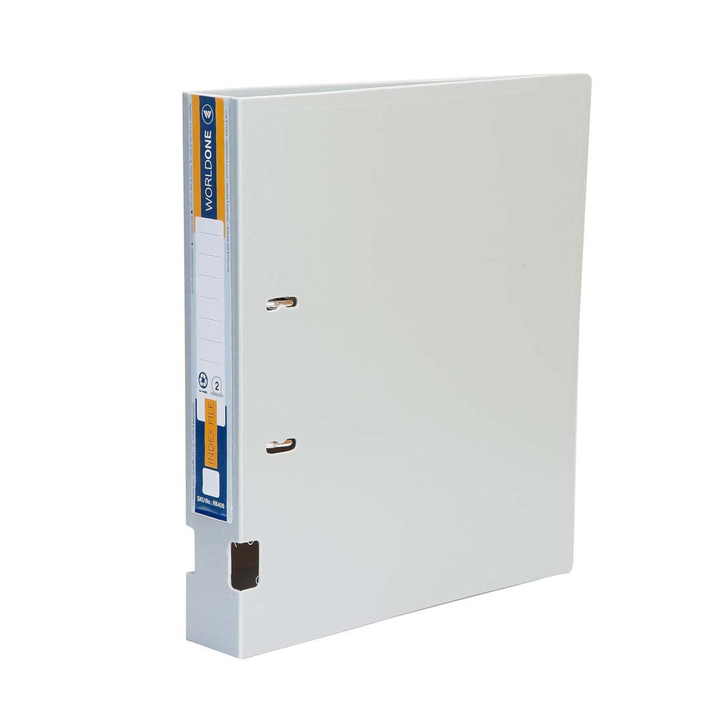 Worldone 2D PP Ring Binder File for Documents with 40 mm Metallic Clip, 1.5 mm Thick PP Sheet, Plastic Stopper, Cover Lock Feature, Side Cut for Easy Removal