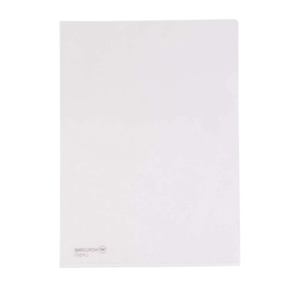 Worldone Clear L Folder, Made of fine Virgin 140 Micron, Ideal for Keeping documents & Data Organised, Color Transparent Natural White, Size A4, Pack of 20 Pieces